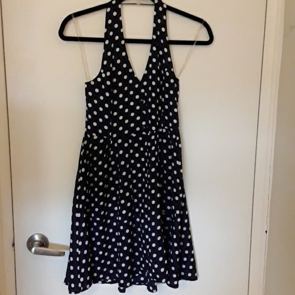 RETRO style navy/white halter dress - Picture 1 of 4